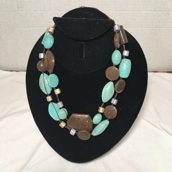 Boho Chic Turquoise and Citrine Handmade Necklace - Picture 1 of 6